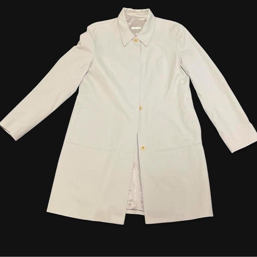 Halogen Light Mint trench coat with hidden button-up front and pockets sz Lrge